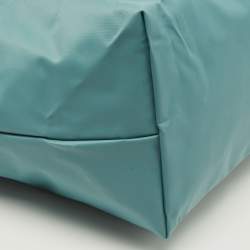 مملوكة مسبقًا Longchamp Le Pliage Medium Light Blue/Brown Nylon and Leather Tote