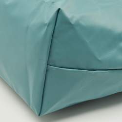 مملوكة مسبقًا Longchamp Le Pliage Medium Light Blue/Brown Nylon and Leather Tote