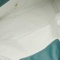 مملوكة مسبقًا Longchamp Le Pliage Medium Light Blue/Brown Nylon and Leather Tote