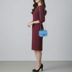 Pre Owned حقيبة كتف لونشان بوكس تروت جلد أزرق