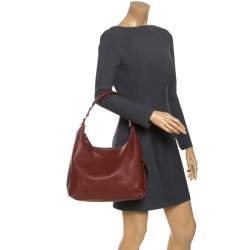 Pre Owned Longchamp Copper Leather Side Pocket Hobo