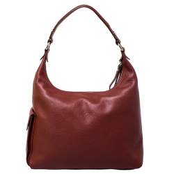 Pre Owned Longchamp Copper Leather Side Pocket Hobo