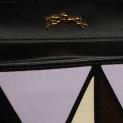 Longchamp Black/Multicolor Leather and Suede Medium Penelope Arty Tote