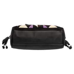 Longchamp Black/Multicolor Leather and Suede Medium Penelope Arty Tote