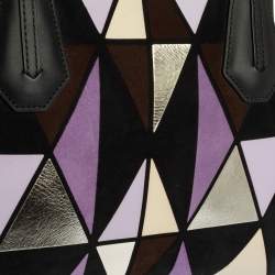 Longchamp Black/Multicolor Leather and Suede Medium Penelope Arty Tote