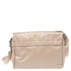 Pre Owned Longchamp Beige Nylon and Leather Messenger Bag