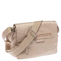 Pre Owned Longchamp Beige Nylon and Leather Messenger Bag