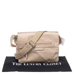 Pre Owned Longchamp Beige Nylon and Leather Messenger Bag