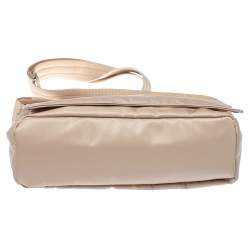 Pre Owned Longchamp Beige Nylon and Leather Messenger Bag