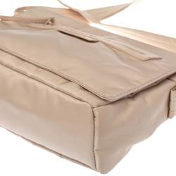 Pre Owned Longchamp Beige Nylon and Leather Messenger Bag