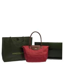 Pre Owned Longchamp Pink Nylon and Leather Small Le Pliage Tote