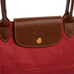 Pre Owned Longchamp Pink Nylon and Leather Small Le Pliage Tote