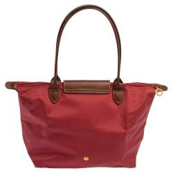 Pre Owned Longchamp Pink Nylon and Leather Small Le Pliage Tote