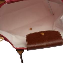 Pre Owned Longchamp Pink Nylon and Leather Small Le Pliage Tote
