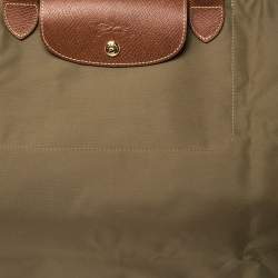 Pre Owned Longchamp Military Green Nylon Le Pliage Travel Bag
