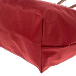 Pre Owned Longchamp Red Nylon and Leather Le Pliage Tote