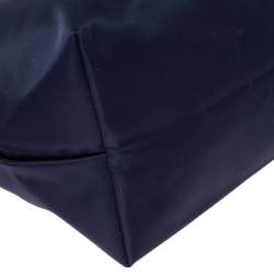Pre Owned Longchamp Navy Blue Nylon and Leather Small Le Pliage Tote