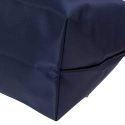 Pre Owned Longchamp Navy Blue Nylon and Leather Small Le Pliage Tote