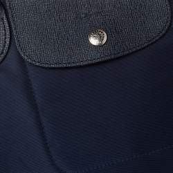 Pre Owned Longchamp Navy Blue Nylon and Leather Small Le Pliage Tote