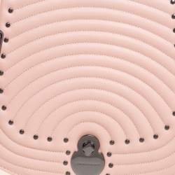 Longchamp Pink Leather Studded Cavalcade Flap Crossbody Bag