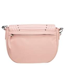 Longchamp Pink Leather Studded Cavalcade Flap Crossbody Bag