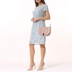 Longchamp Pink Leather Studded Cavalcade Flap Crossbody Bag