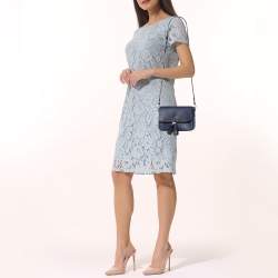 Pre Owned Longchamp Blue Leather Game On Flap Crossbody Bag