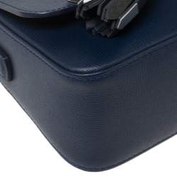 Pre Owned Longchamp Blue Leather Game On Flap Crossbody Bag