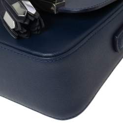 Pre Owned Longchamp Blue Leather Game On Flap Crossbody Bag