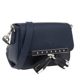 Pre Owned Longchamp Blue Leather Game On Flap Crossbody Bag