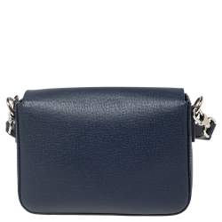 Pre Owned Longchamp Blue Leather Game On Flap Crossbody Bag