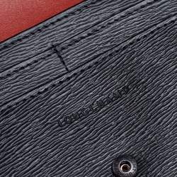 مملوكة مسبقًا Longchamp Black Textured Leather Flap Continental Wallet 