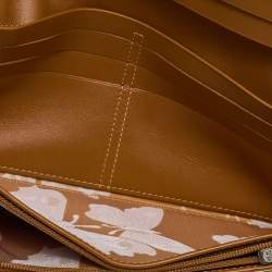 Pre Owned Longchamp Brown Croc Embossed Leather Roseau Continental Wallet 