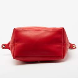 Pre Owned Longchamp Red Leather Le Pliage Tote