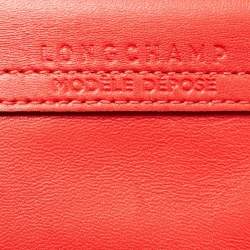 Pre Owned Longchamp Red Leather Le Pliage Tote