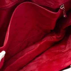 Longchamp White Leather And Canvas Tote