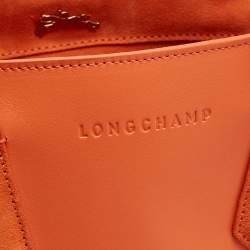 Pre Owned Longchamp Orange Leather and Suede Small Penelope Fantasie Tote