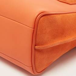 Pre Owned Longchamp Orange Leather and Suede Small Penelope Fantasie Tote