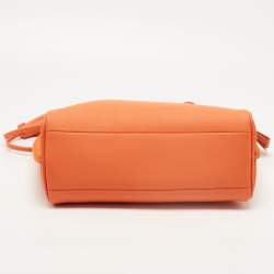 Pre Owned Longchamp Orange Leather and Suede Small Penelope Fantasie Tote