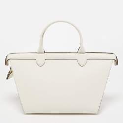 Pre Owned Longchamp Off White Leather Le Pliage Heritage Tote