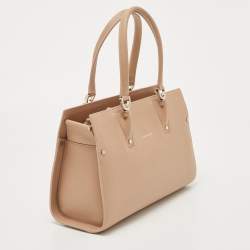 Pre Owned Longchamp Beige Leather Small Paris Premier Tote