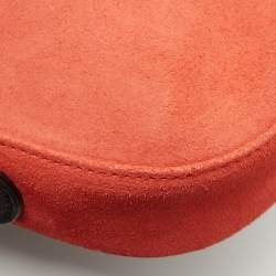 Longchamp Black/Orange Leather and Suede Cavalcade Crossbody Bag