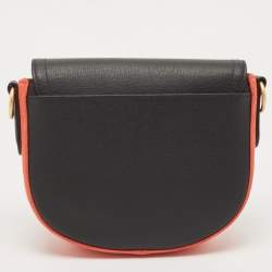 Longchamp Black/Orange Leather and Suede Cavalcade Crossbody Bag