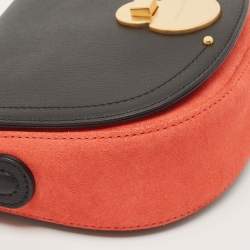 Longchamp Black/Orange Leather and Suede Cavalcade Crossbody Bag