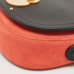 Longchamp Black/Orange Leather and Suede Cavalcade Crossbody Bag