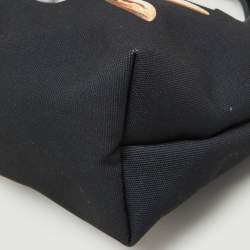 Pre Owned Longchamp x Toiletpaper Black Canvas and Leather XS Le Pliage Tote