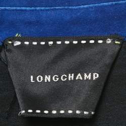 Pre Owned Longchamp Blue Suede Lace-Up Mini Dress S