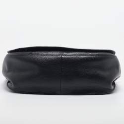 Longchamp Black Leather Flap Shoulder Bag