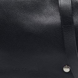 Longchamp Black Leather Flap Shoulder Bag