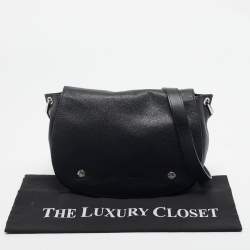 Longchamp Black Leather Flap Shoulder Bag